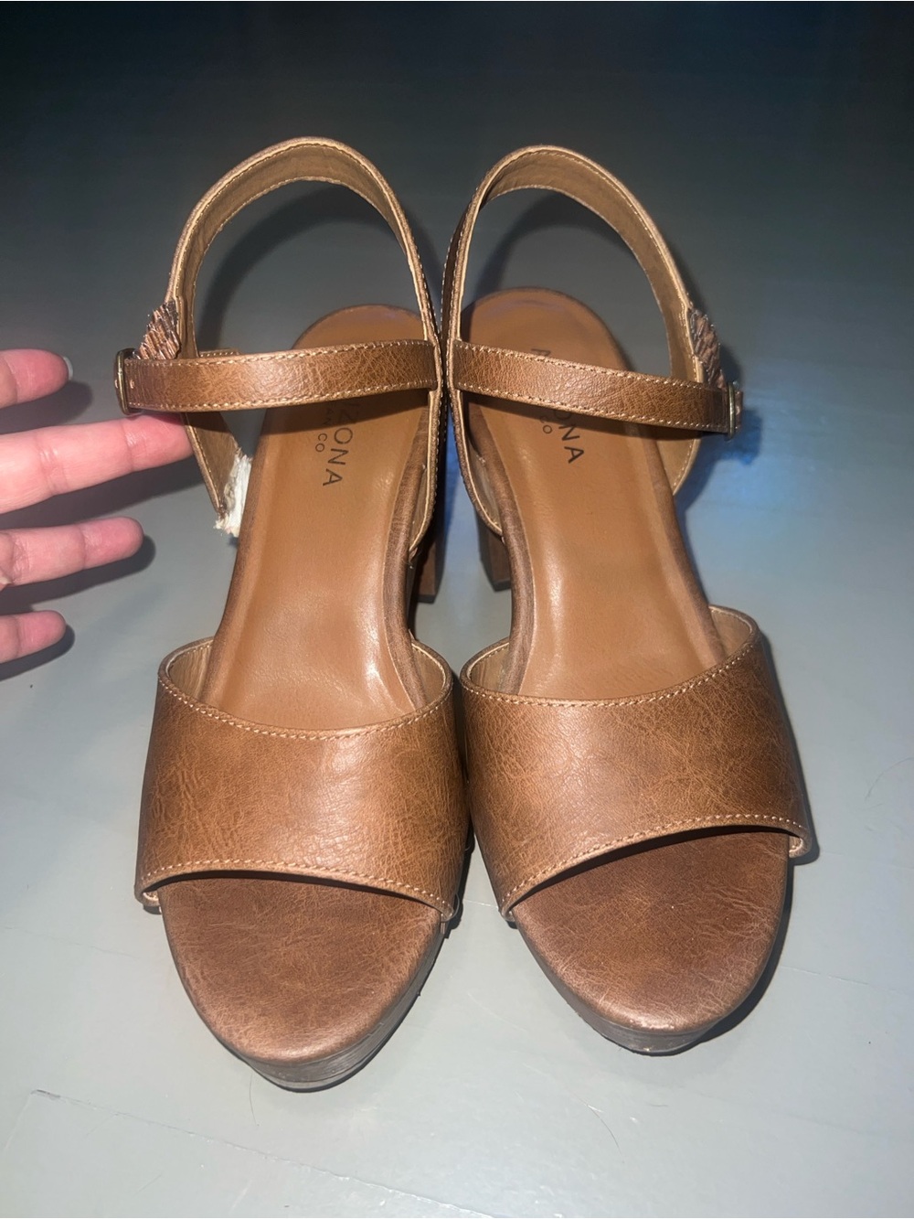 Arizona Jean Company Brown Open-Toe Slingback Heels